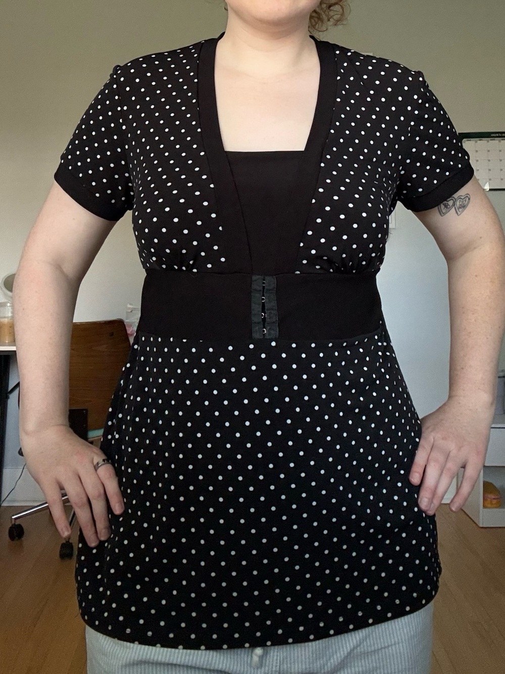 725 Originals Time Plus Y2K Polka Dot Empire Waist Tunic Top